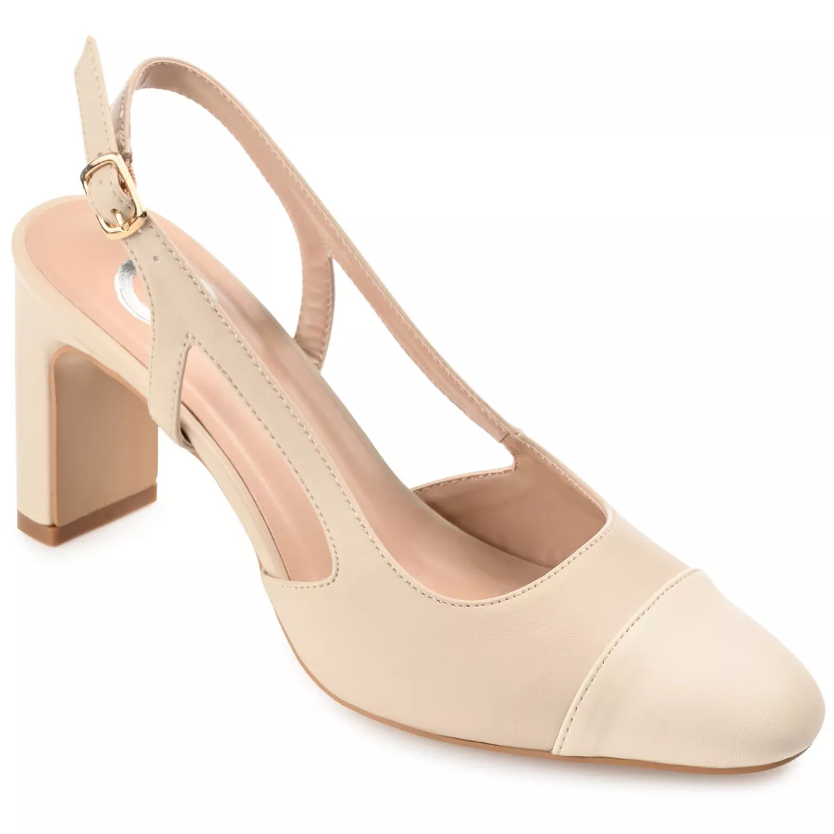 Journee Collection Womens Reignn Sling Back Mid Block Heel Almond Toe Pumps | Target