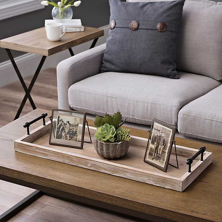 Wooden Decorative Tray With Metal Handles | Kirkland's Home