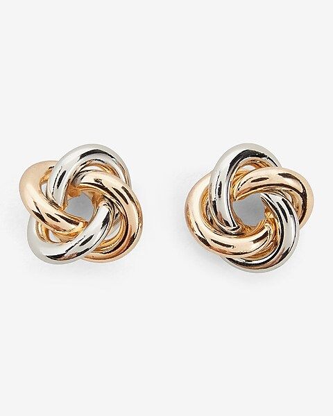 Mixed Metal Knot Stud Earrings | Express