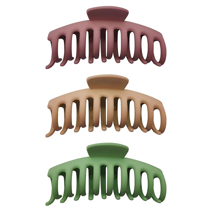 MJIYA Hair Claw Clips Hair Accessories for Women Strong Hold Large Hair Clip (Matte Green+Apricot... | Amazon (US)