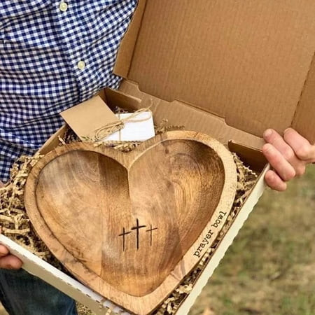 Prayer Bowl with Cards, Religious Gifts Heart Prayer Bowl, Wooden Prayer Bowl, Religious Prayer Dough Bowl for Religious Christian Congregation Gifts | Walmart (US)