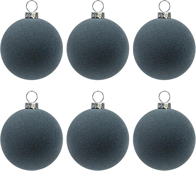 KI Store Velvet Christmas Ball Ornaments Gray 6pcs 2.36-Inch for Christmas Tree Decor Wreath Garl... | Amazon (US)