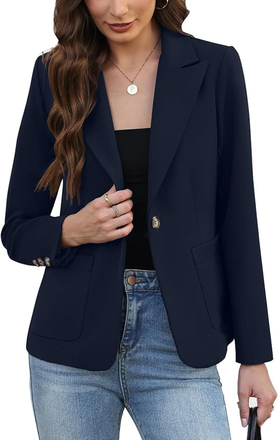 Women's Blazers Business Casual Long Sleeve Solid Jacket Professional Office Work Open Front Suit... | Amazon (US)