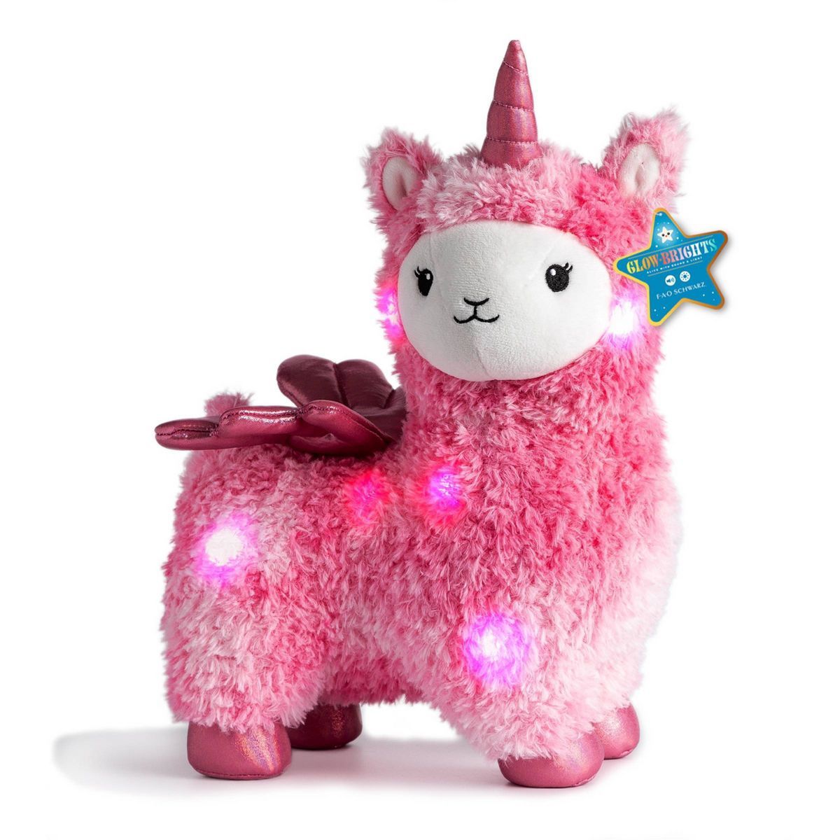 FAO Schwarz Glow Brights Toy Plush LED with Sound Pink Llamacorn 15" Stuffed Animal | Target