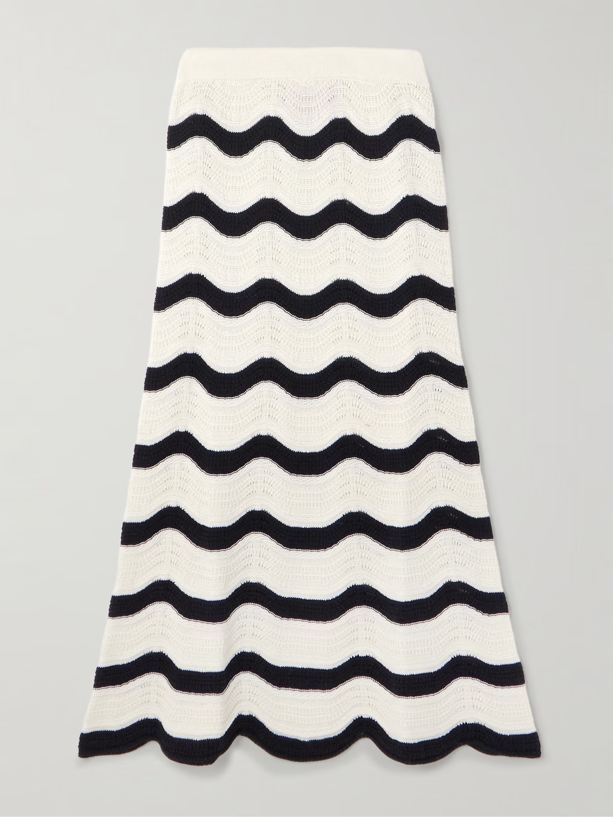 La DoubleJ - Striped Pointelle-knit Cotton Maxi Skirt - White | NET-A-PORTER (US)