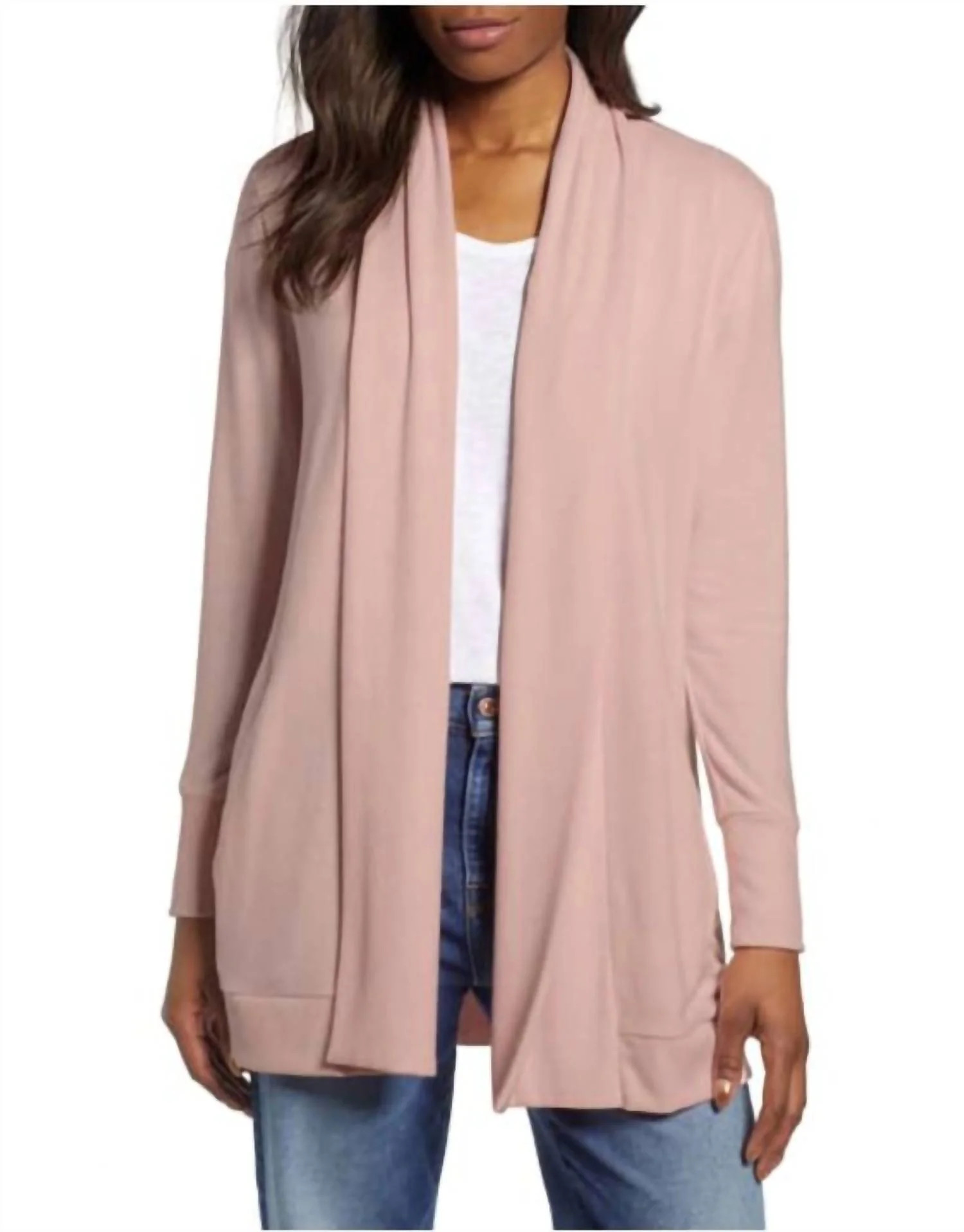 Cozy Knit Open Front Ribbed Sweater In Pink | Shop Simon