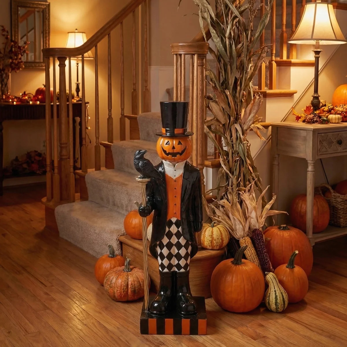 33" Mgo Pumpkin Man With Staff and Crow | Wayfair North America
