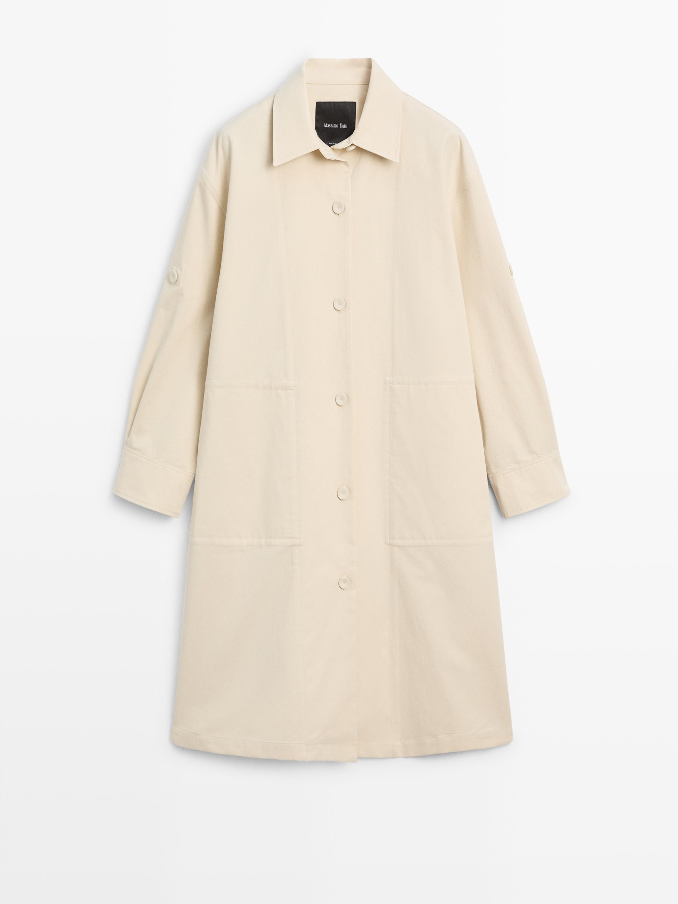 Cotton trench coat with roll-up sleeves | Massimo Dutti UK