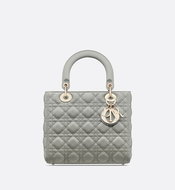 Medium Lady Dior Bag Gray Cannage Lambskin | DIOR | Dior Couture