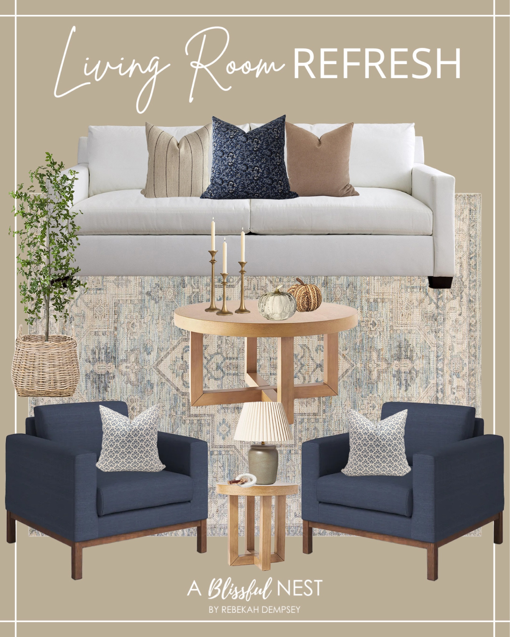 Living room refresh for fall! 

#falldecor

Fall home. Fall living room. Navy living room. Amazon home. Navy accent chair. Amazon fall pillow. Neutral living room refresh  

#LTKFindsUnder100 #LTKSeasonal #LTKHome