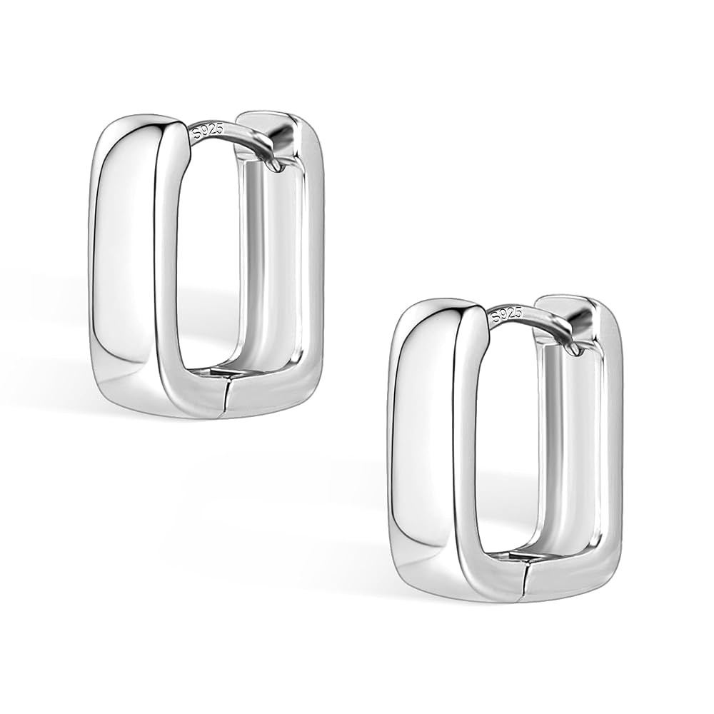 925 Sterling Silver Earrings Small Chunky Silver Earrings for Women Trendy 14K Gold Plated Hypoal... | Amazon (US)