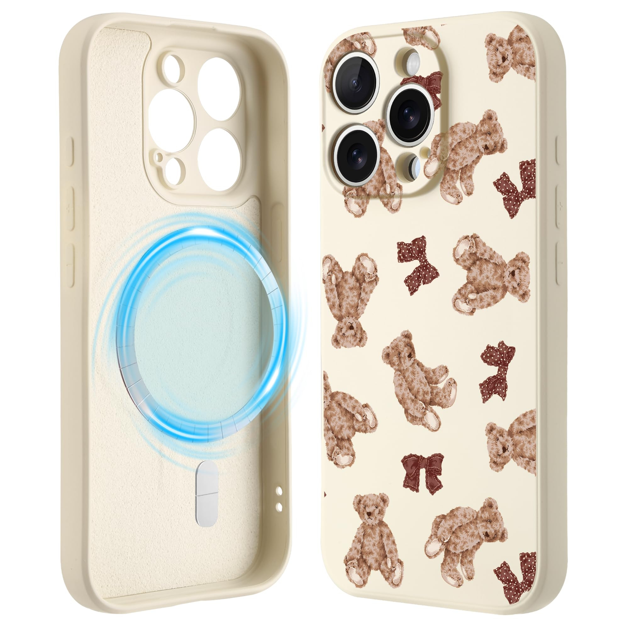 Idocolors Cute Teddy Bear Case for iPhone 16 Pro Max 6.9-Inch, Bow Magnetic Phone Case, Compatibl... | Amazon (US)