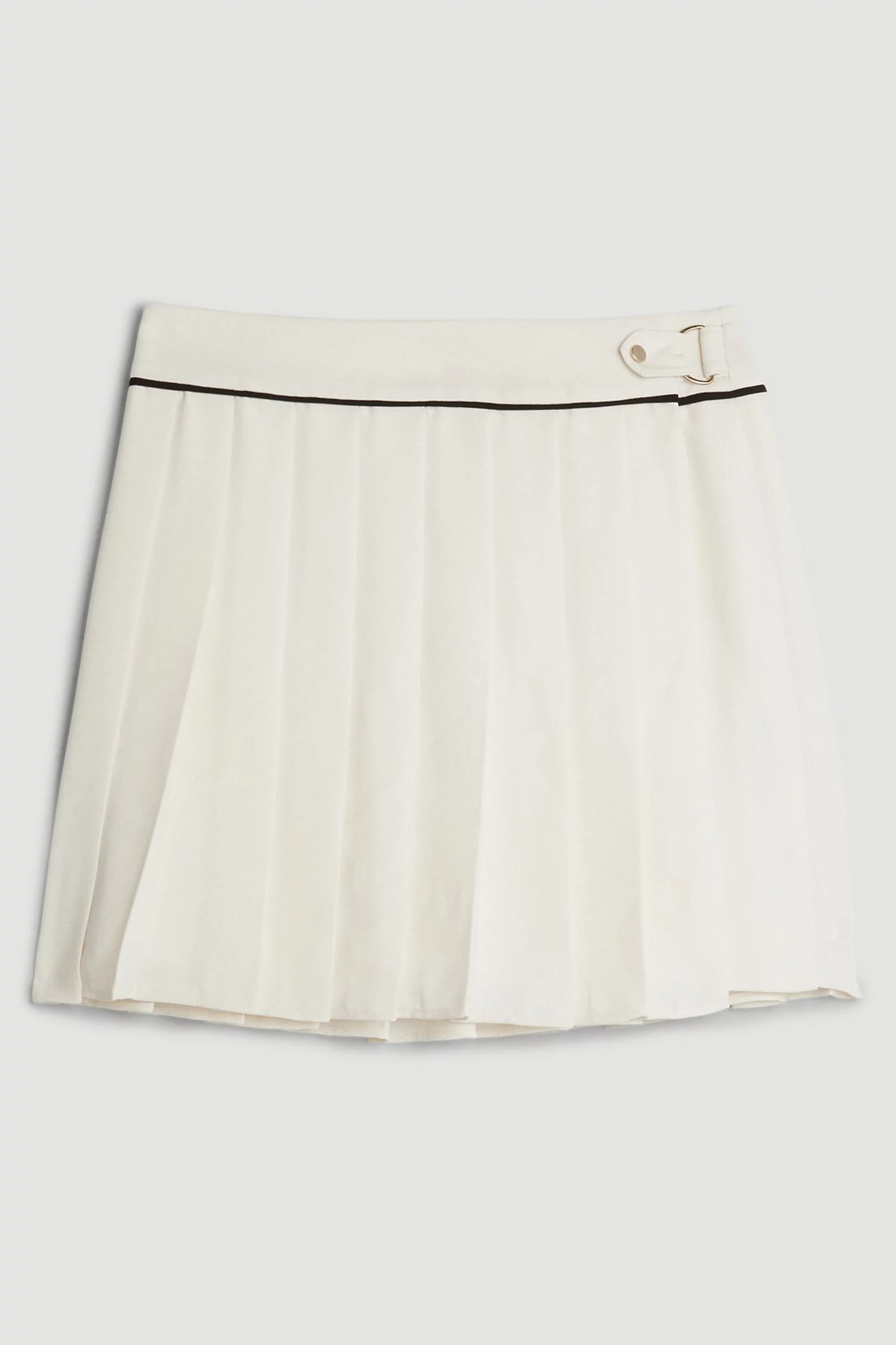 Soft Tailored Tab Detail Pleated Mini Skirt | Karen Millen UK + IE + DE + NL
