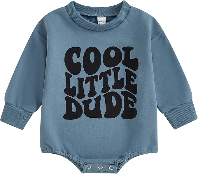 Newborn Baby Boy Girl Fall Clothes Funny Letter Print Sweatshirt Romper Oversized Infant Long Sle... | Amazon (US)