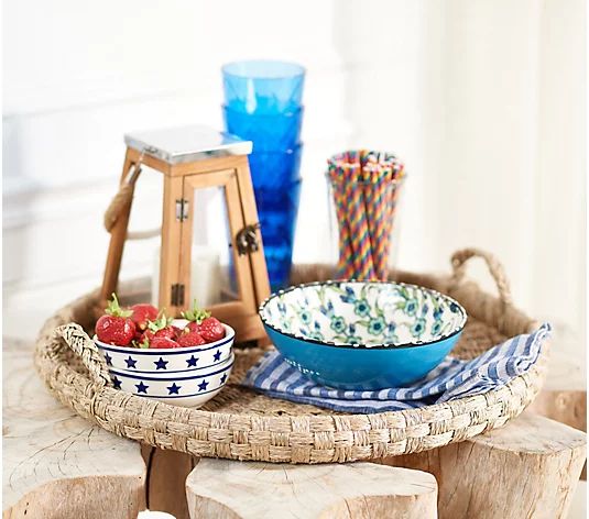 Oversized 21" Braided Seagrass Tray by Lauren McBride - QVC.com | QVC