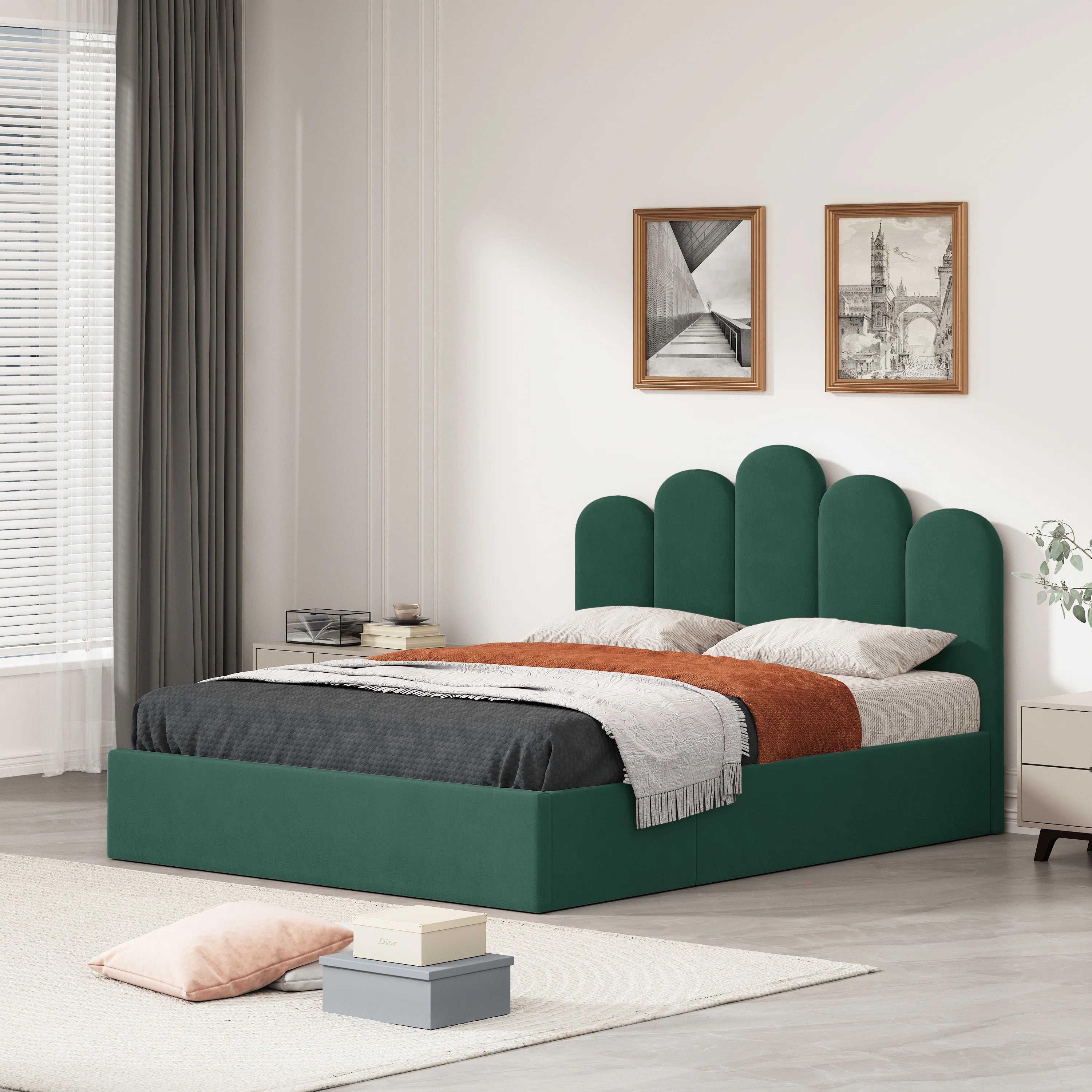 Chelsa Lift Up Storage Bed, Upholstered Platform Bed with Hydraulic Storage System & Wood Slats S... | Wayfair North America