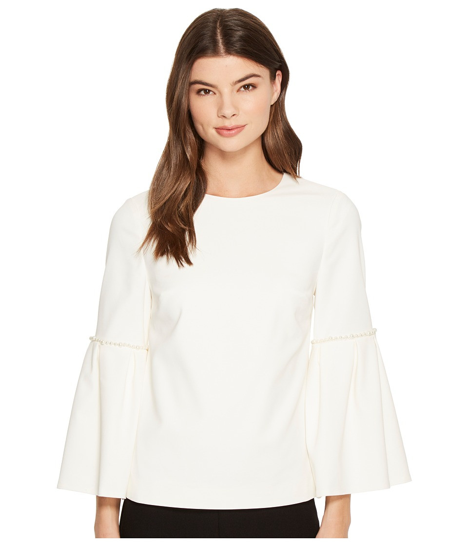 Ted Baker - Pelta Pearl Trim Bell Sleeve Top (Natural) Women's Long Sleeve Pullover | Zappos