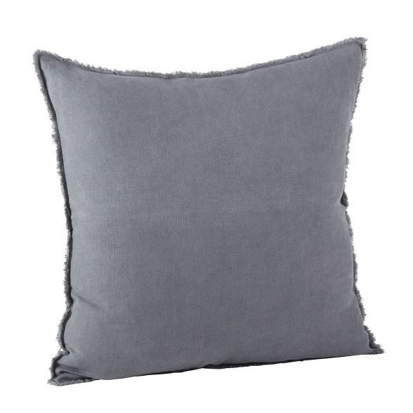 20"x20" Oversize Fringed Design Linen Square Throw Pillow - Saro Lifestyle | Target