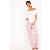 Aviva White Off The Shoulder Top & Bottoms PJ Set | PrettyLittleThing US