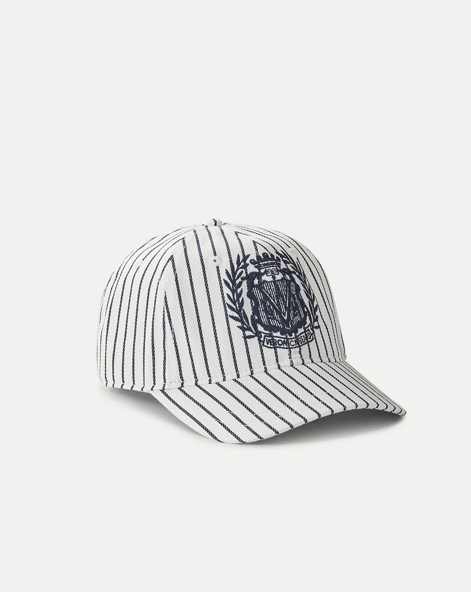 Striped Baseball Hat | Logo Crest | Veronica Beard