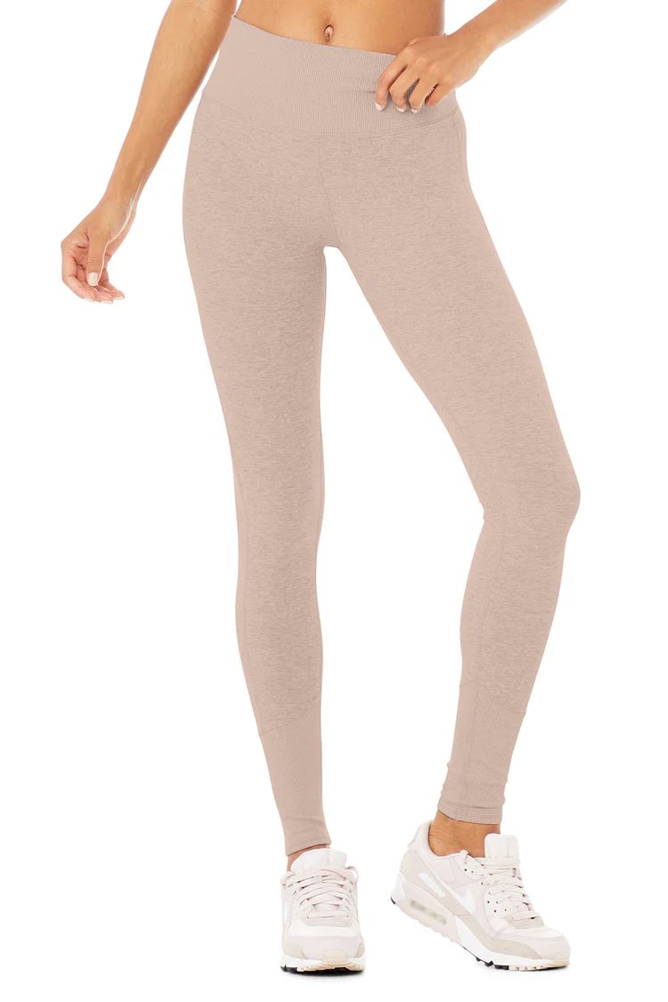 High-Waist Alosoft Lounge Legging - Dusty Pink Heather | Alo Yoga