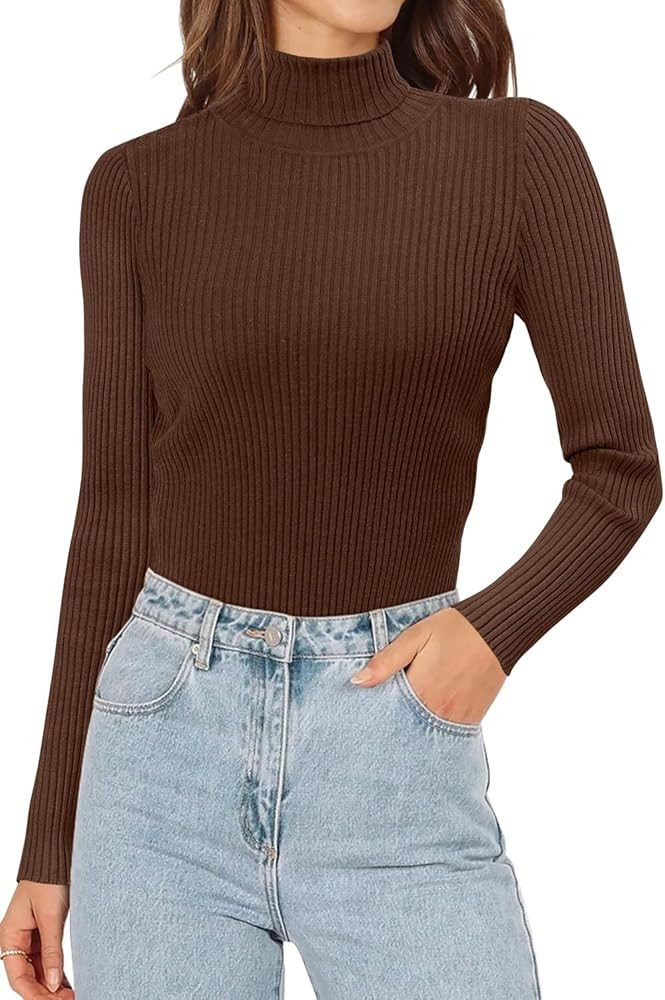 onlypuff Women's Long Sleeve Turtleneck T Shirts Slim Fitted Elegant Fall Ribbed Knit Casual Tee ... | Amazon (CA)