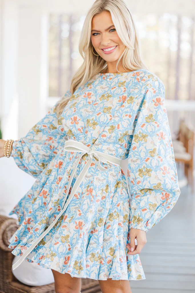 Stay Close Light Blue Floral Dress | The Mint Julep Boutique
