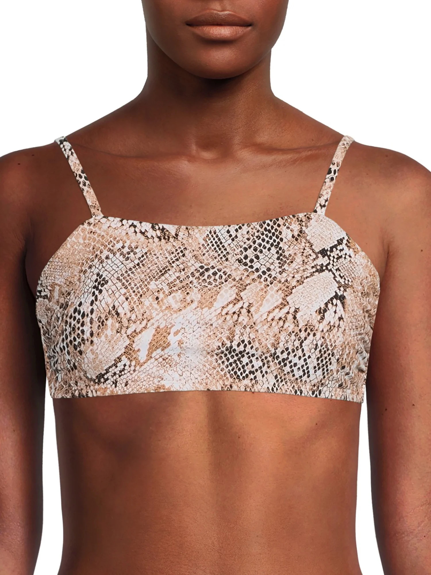 Time and Tru Women’s Faux Snake Print Bralette Swimsuit Top | Walmart (US)
