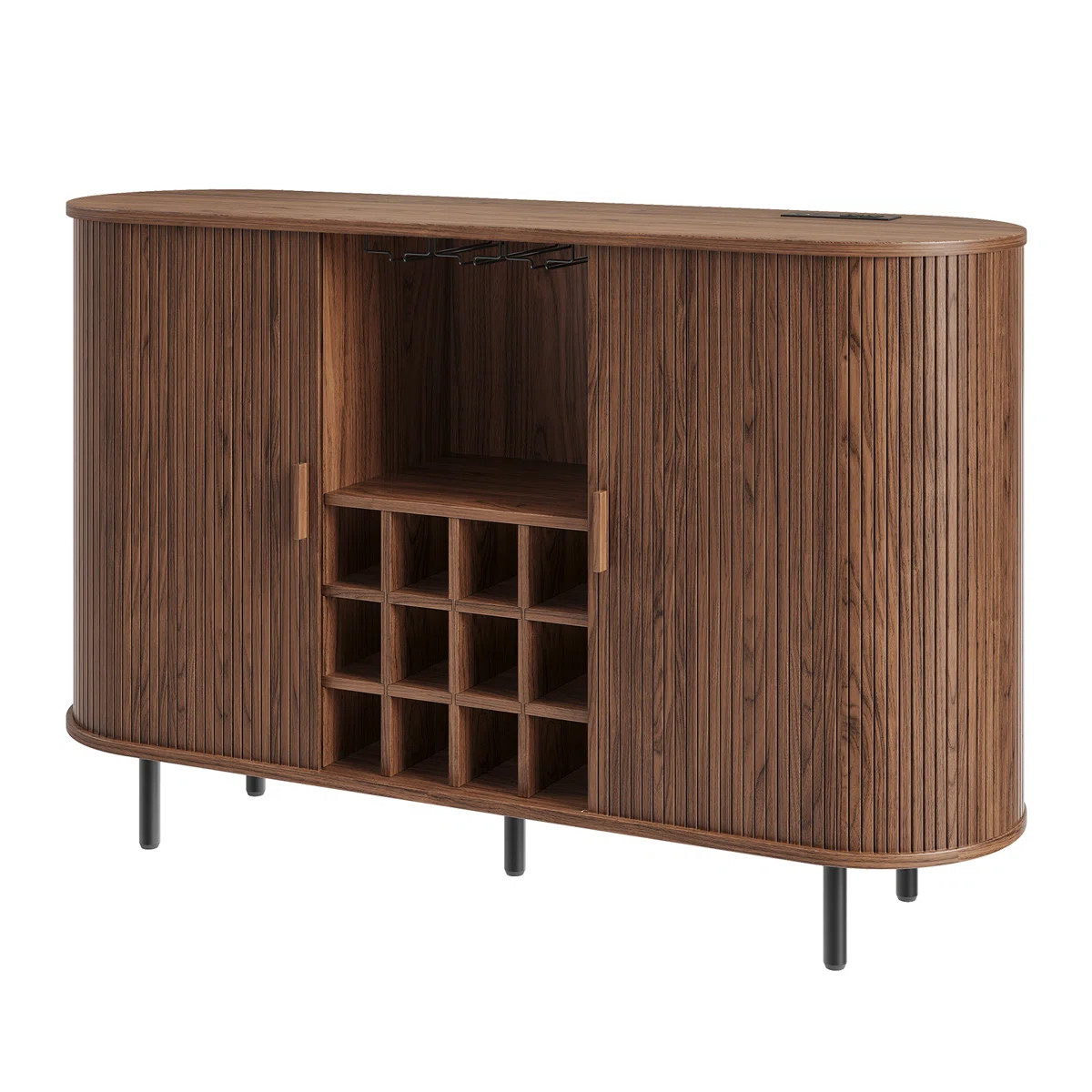 54.6'' Modern Bar Cabinet With Adjustable Shelves & RGB Lights, Wine Cabinet Sideboard Buffet Wit... | Wayfair North America