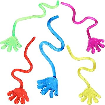 Adorox 72 Pieces Vinyl Glitter Sticky Hands Party Favor Birthday Gifts Toys Goodies (1 1/4" Long) | Amazon (US)