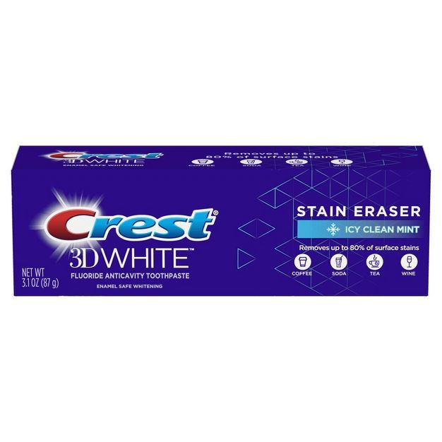 Crest 3D White Stain Eraser Teeth Whitening Toothpaste - Icy Clean Mint - 3.1oz | Target