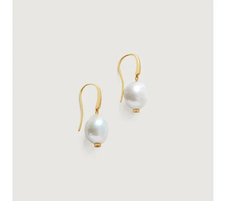 Nura Keshi Pearl Wire Earrings | Monica Vinader (Global)