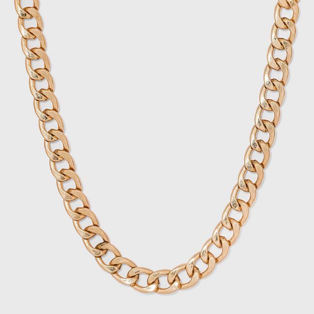 Worn Gold Curb Chain Necklace - Universal Thread™ Gold | Target