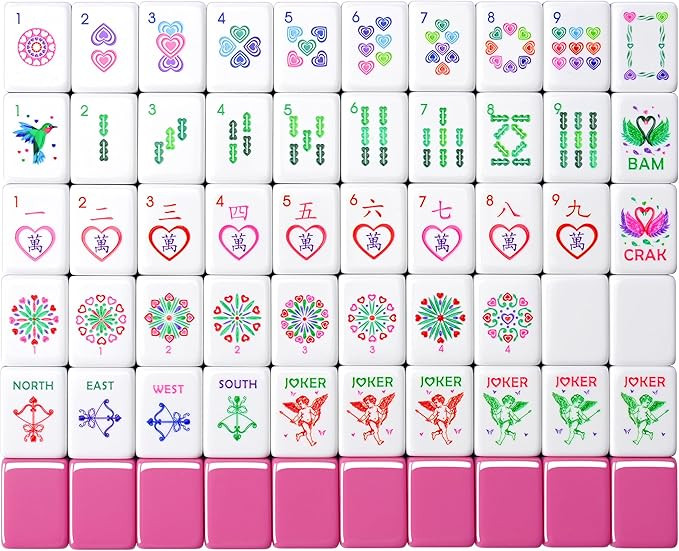 American Heart-Shaped Mahjong Set – 160 Premium Acrylic Tiles, 4-Layer Heart Design, 4 All-in-O... | Amazon (US)