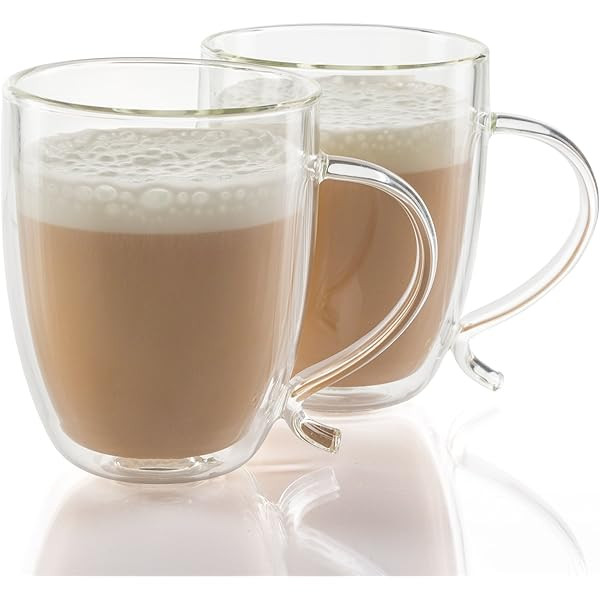 PunPun Large Clear Coffee Mugs Set of 2, Jumbo Mugs Double Wall Insulated Glass Mugs, Beer Glass,Lea | Amazon (US)