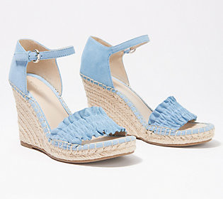 Marc Fisher Ruched Suede Espadrille Wedges - Kadria | QVC