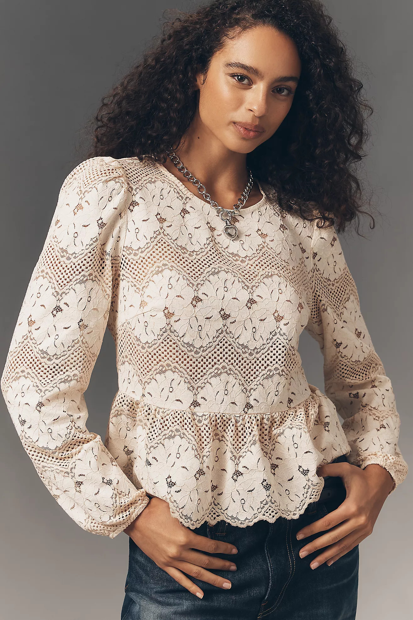 Dolan Left Coast Peplum Lace Blouse | Anthropologie (US)