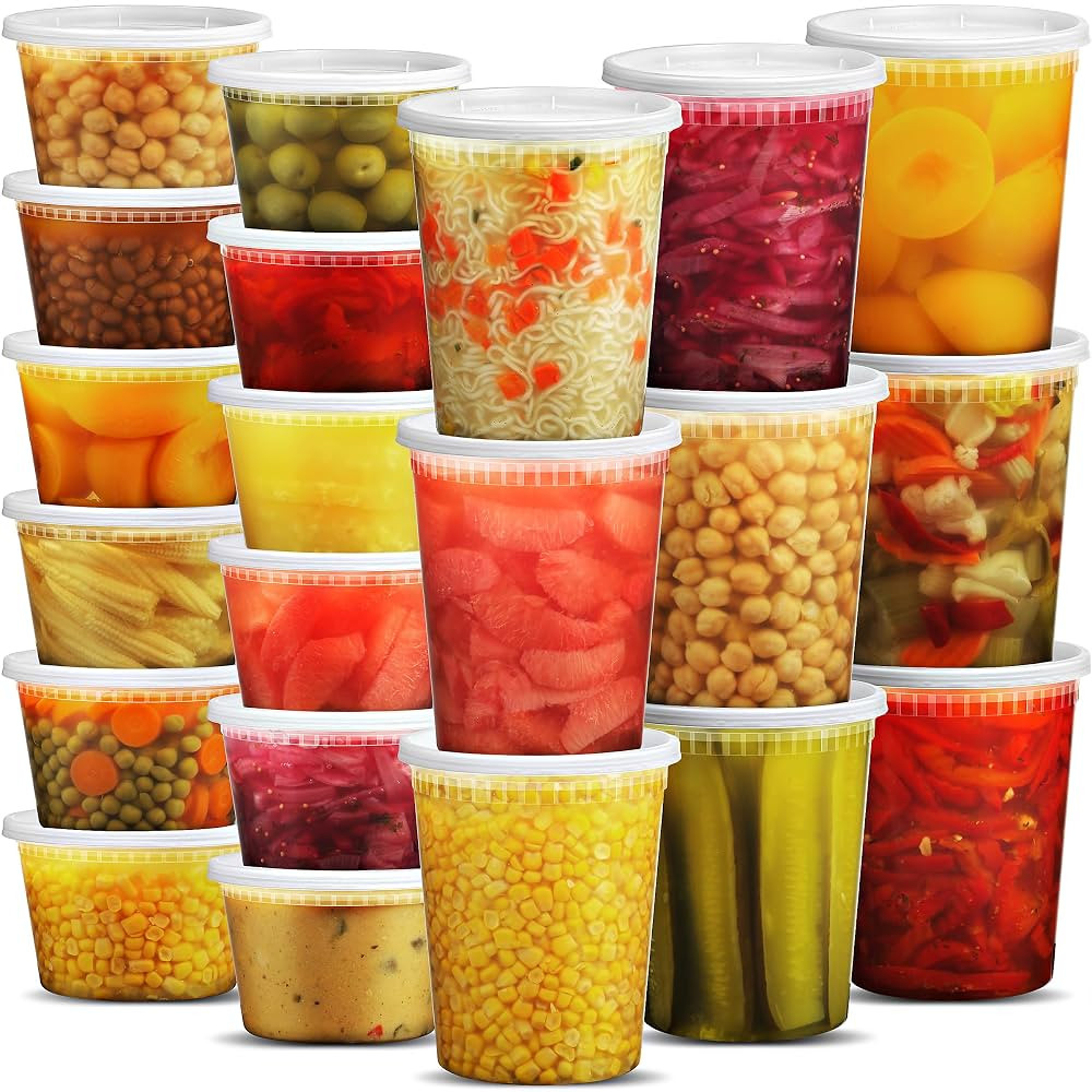 Deli Food Containers with Lids - (48 Sets) 24-32 Oz Quart Size & 24-16 Oz Pint Size Airtight Food... | Amazon (CA)