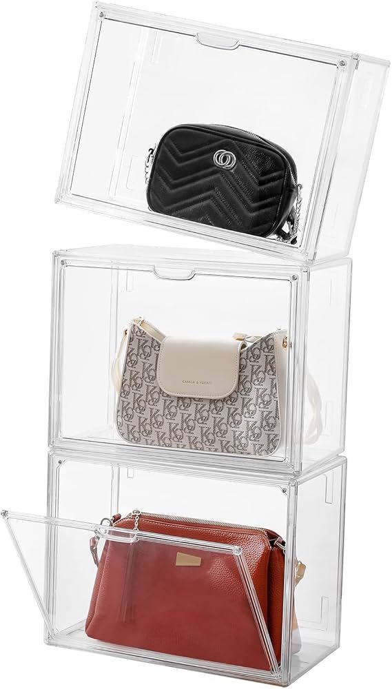 Coorganisers 3 Packs Plastic Purse and Handbag Organizer for Closet,Clear Acrylic Display Case wi... | Amazon (US)