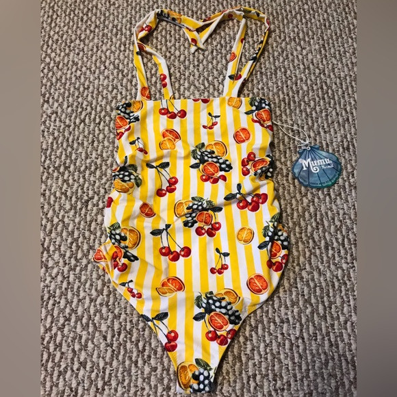 Show Me Your Mumu Mermaid One Piece Fruit Basket Striped Retro Swimsuit XS | Poshmark