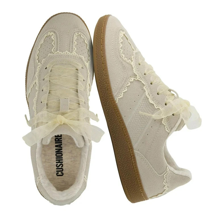 Cushionaire Belinda Women’s Lace Detail Casual Sneakers – Elegant Ribbon Lace-Up Summer Shoes... | Walmart (US)