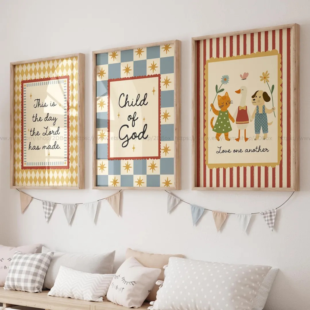 Child of God Wall Art Cute Bible Quotes for Children Kids Christian Wall Art Affirmations Motivat... | Etsy (US)