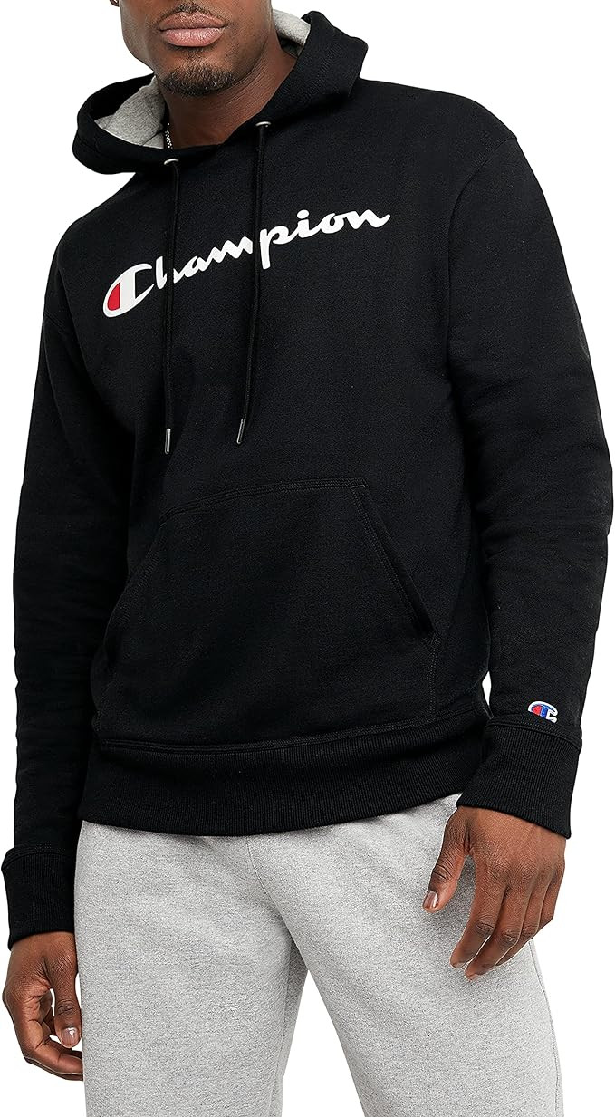 Champion Pullover, Powerblend Fleece Midweight Hooded Sweatshirt, Best Hoodies for Men, Script | Amazon (US)