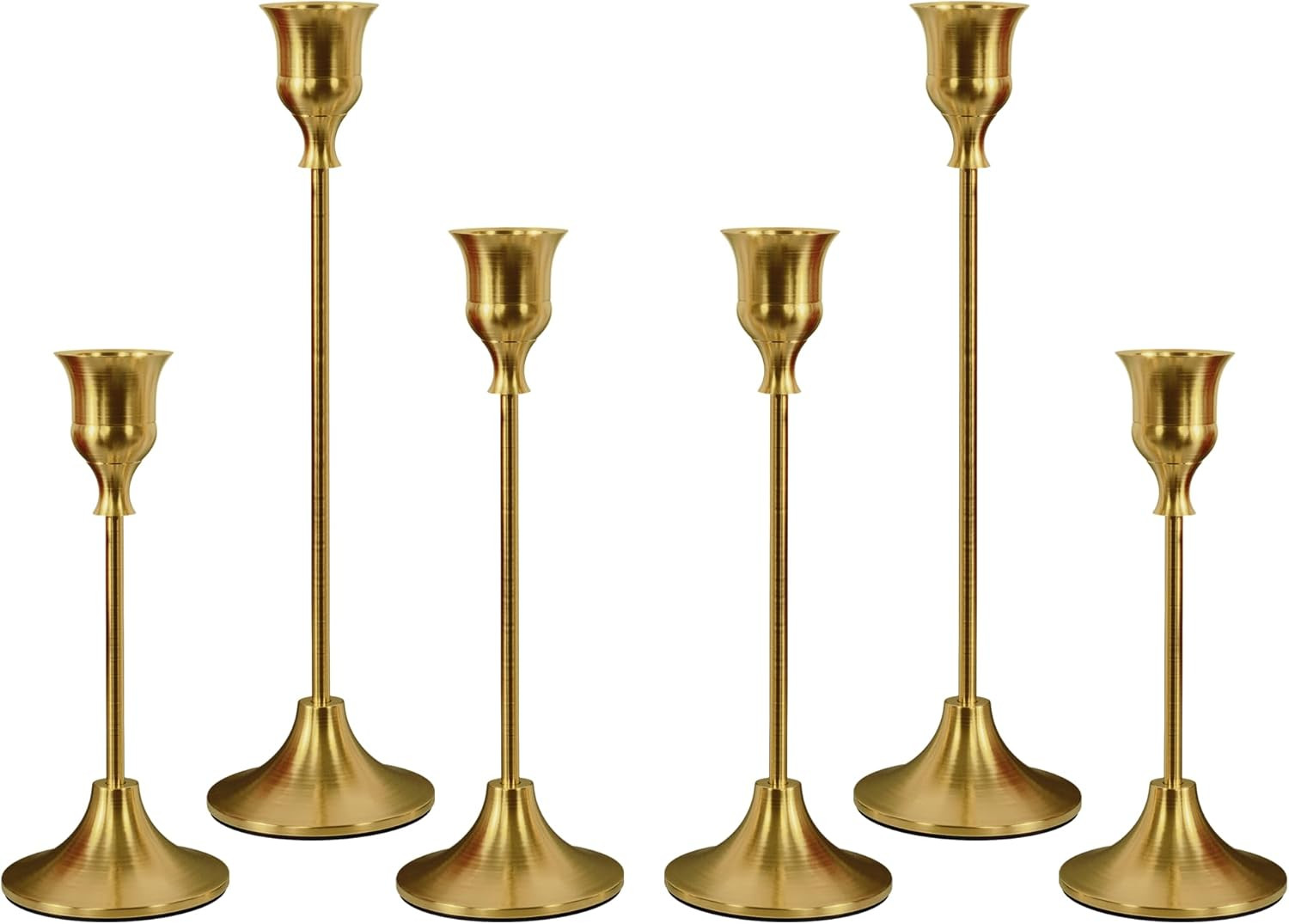 NLBTW Brass Gold Candlestick Holders, Metal Taper Candle Holder, Set of 6 | Amazon (US)