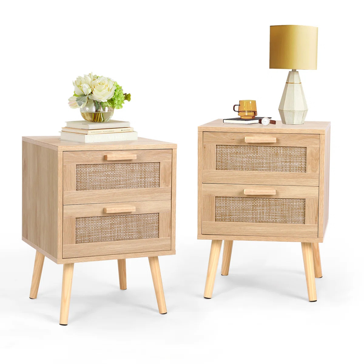 Spurlin Rattan Nightstand With 2 Storage Drawers | Wayfair North America