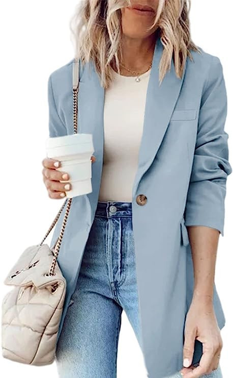 Cnkwei Womens Casual Blazers Long Sleeve Open Front Lapel Collar Work Office Blazer Jackets with ... | Amazon (US)