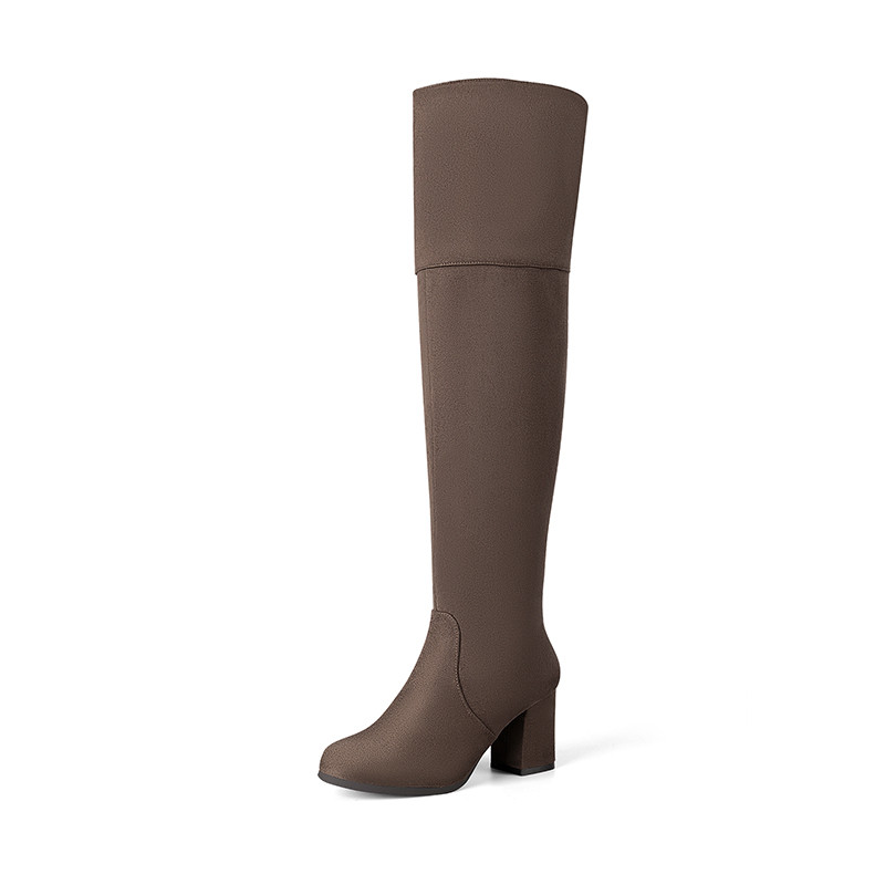 DREAM PAIRS Block Heel Suede Over The Knee Boots | Dream Pairs