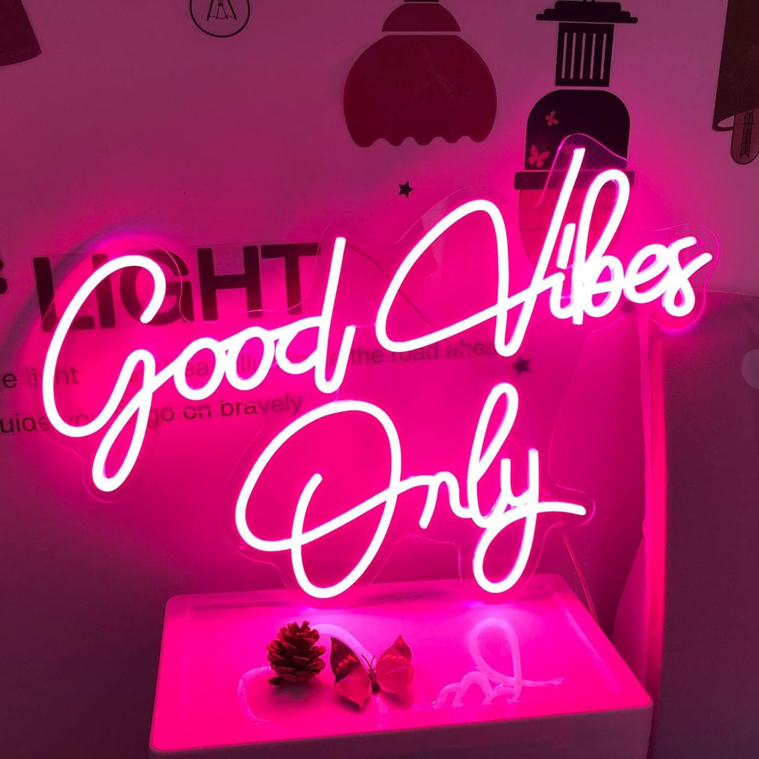 Good Vibes Only Neon Sign Light Wall Art Gifts,Neon Sign Wall Art,Neon Sign Wall Decorations Bar ... | Amazon (US)