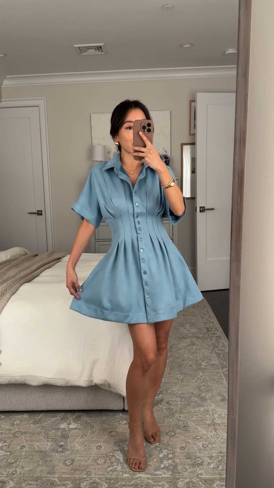 Viral Anthropologie dress in beautiful new colors. Linked a few other dresses that also come in petite 

• Tobie suede-like mini dress xxs petite, fits TTS nice and gently fitted at my waist (the black cotton one linked fits bigger at the waist) 

lightly sueded material that has stretch, cinches in the waist and has pockets. Flattering hourglass silhouette with soft fabric. I wear mine with security shorts, if you are petite you can also try regular sizing for extra length.

• Gigi minimal strappy sandals 5.5

Petite friendly dress, transitional spring outfit, baby shower, lunch party, social event dress

#LTKootd #LTKPetite #LTKSeasonal