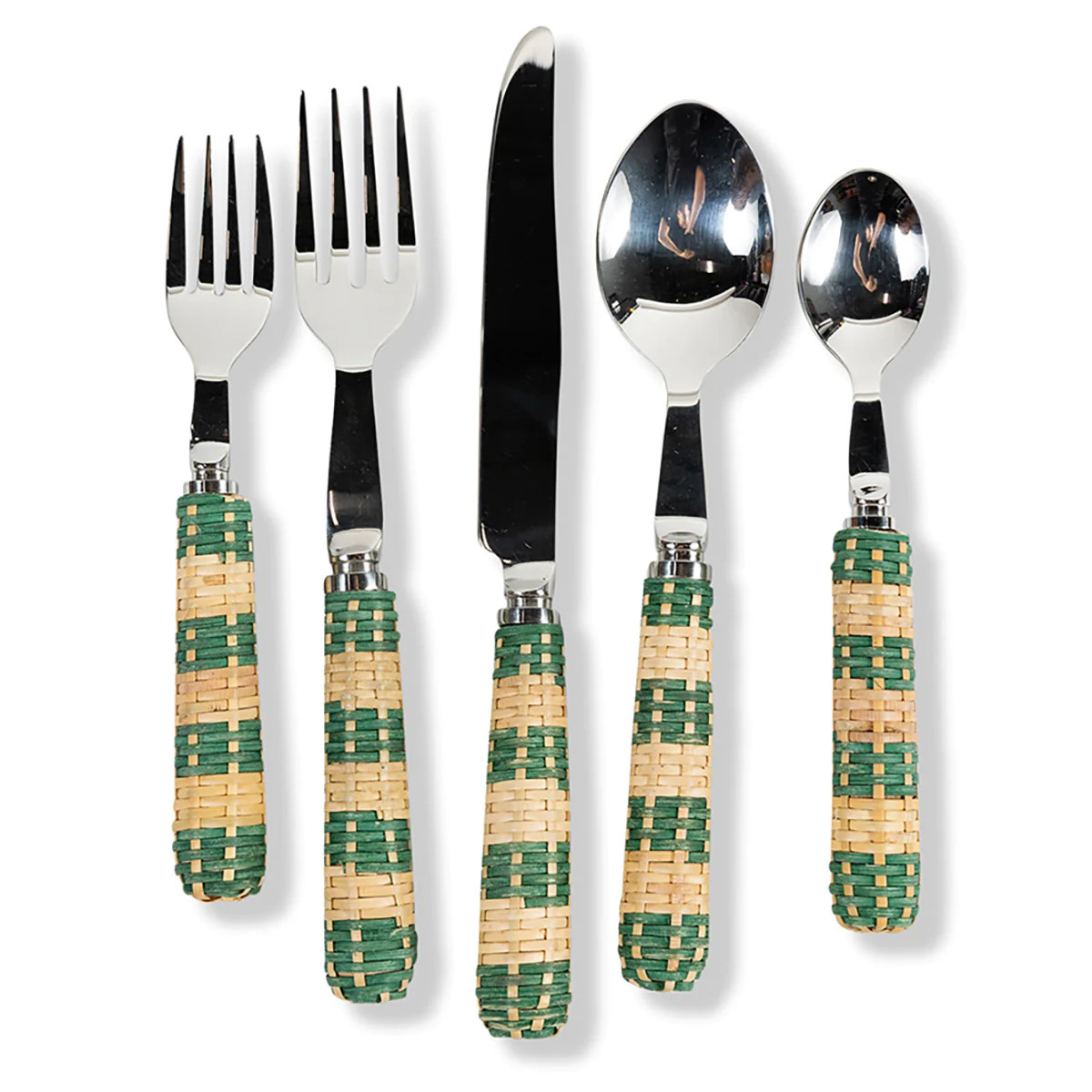 Furbish Studio - Rattan Cutlery S/5 - Green | Furbish Studio
